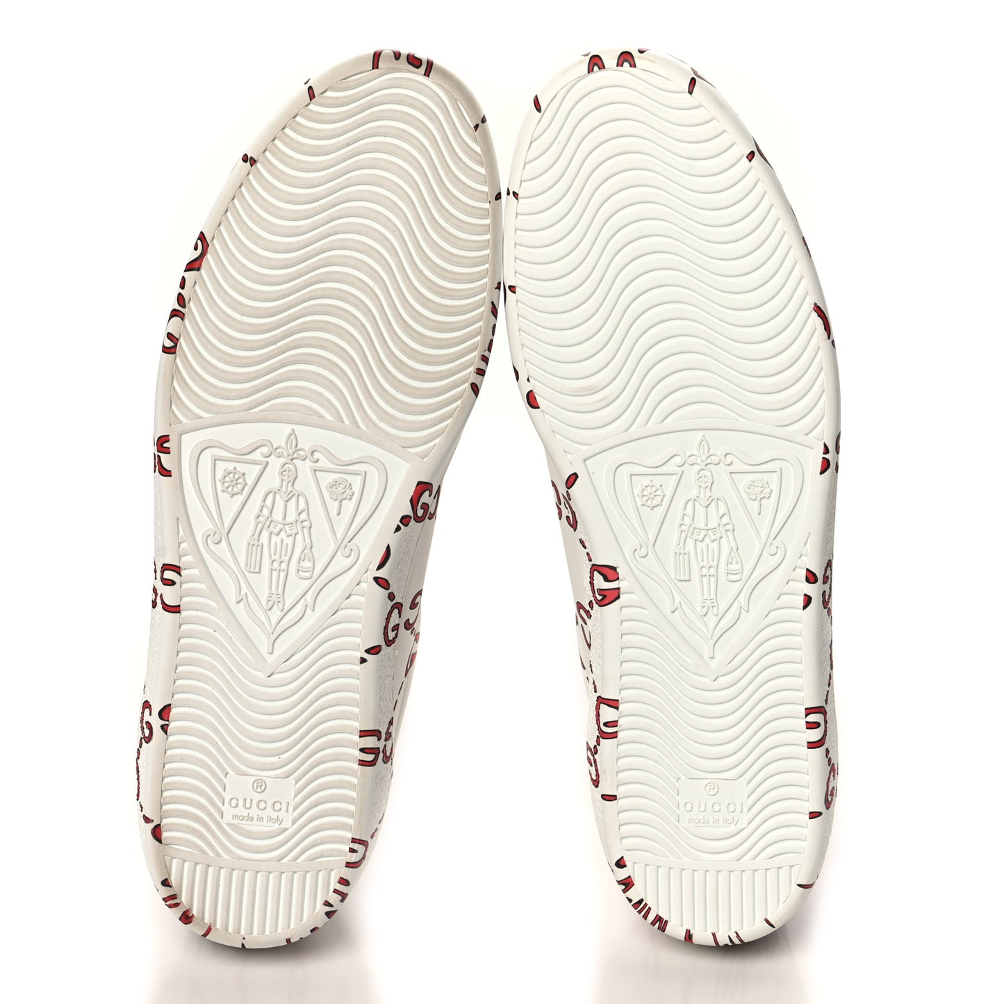 Calfskin GucciGhost Print Mens Ace Sneakers 11 White Hibiscus Red