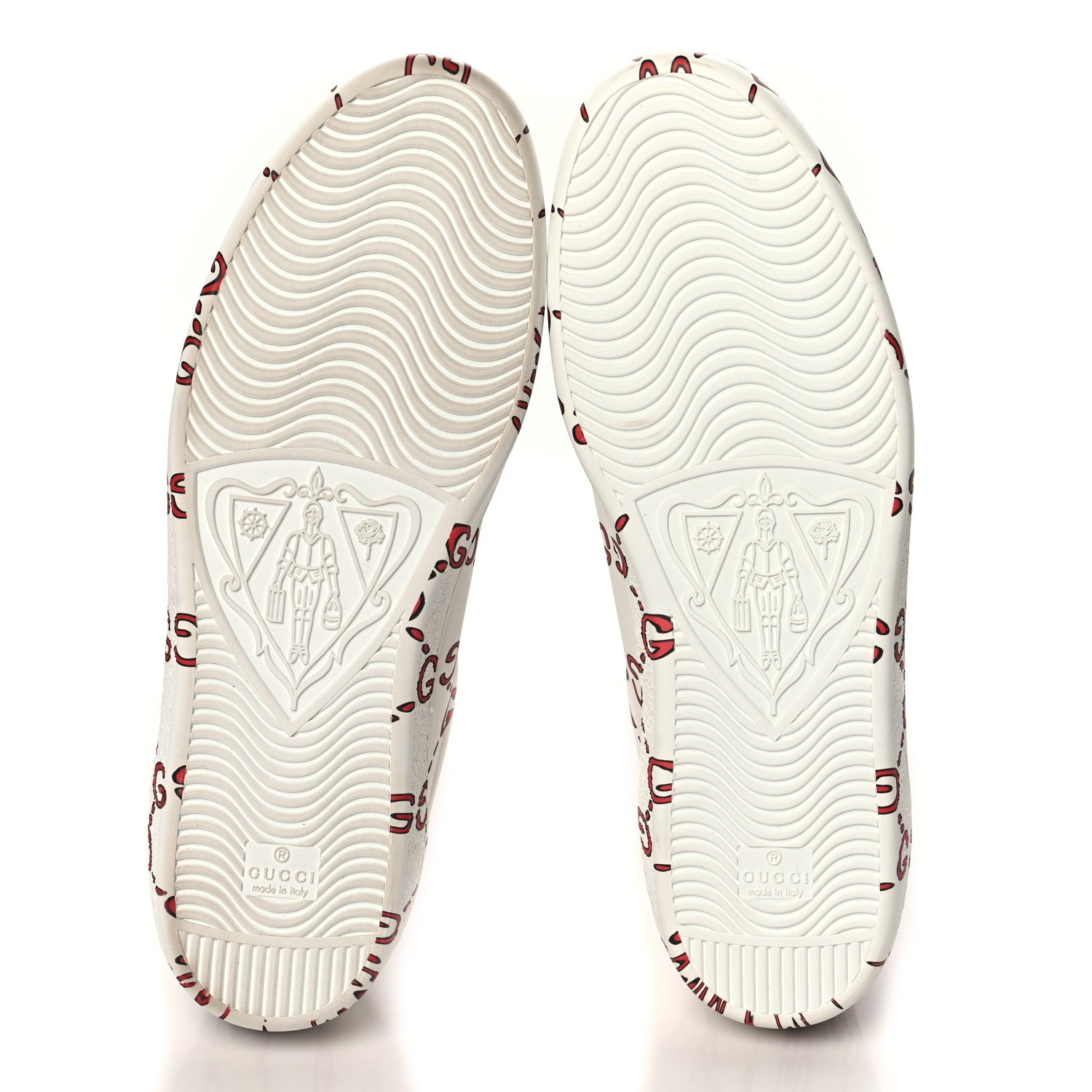 Gucci Calfskin GucciGhost Print Mens Ace Sneakers 11 White Hibiscus Red 6 of 12