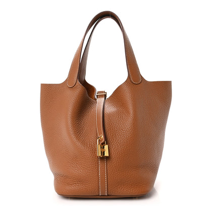 Hermes Taurillon Clemence Picotin Lock 22 MM Gold 1 of 13