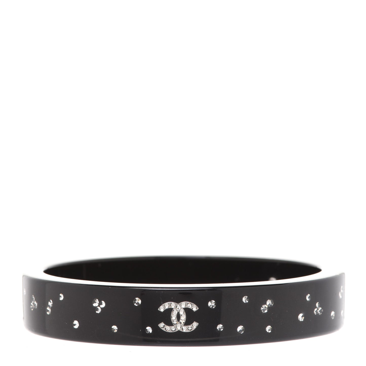 Resin Crystal CC Bangle Bracelet Black