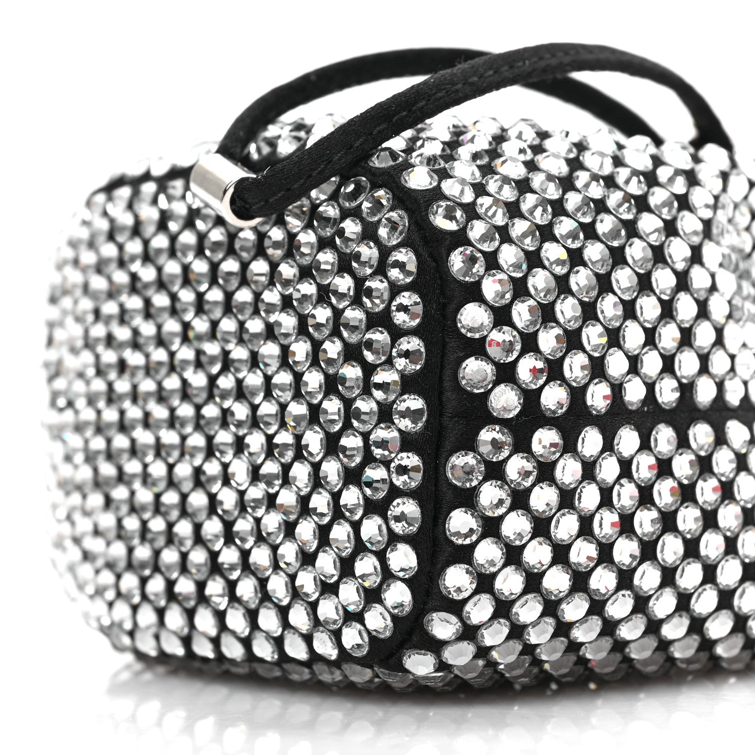 Prada Satin Crystal Metal Triangle Logo Mini Drawcord Pouch Shoulder Bag Cristal 8 of 8