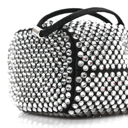 Prada Satin Crystal Metal Triangle Logo Mini Drawcord Pouch Shoulder Bag Cristal 8 of 8