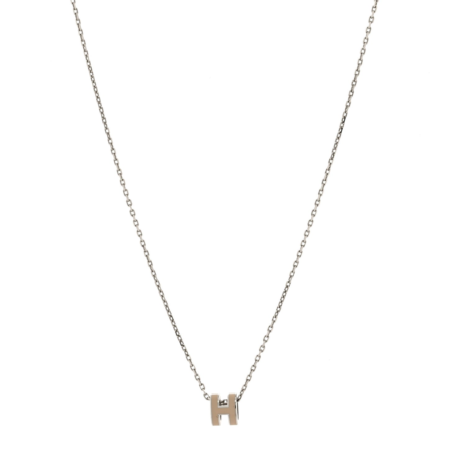 Palladium Mini Pop H Pendant Necklace Marron Glace
