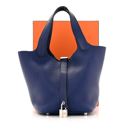 Hermes Taurillon Maurice Picotin Lock 18 PM Bleu Saphir 12 of 12
