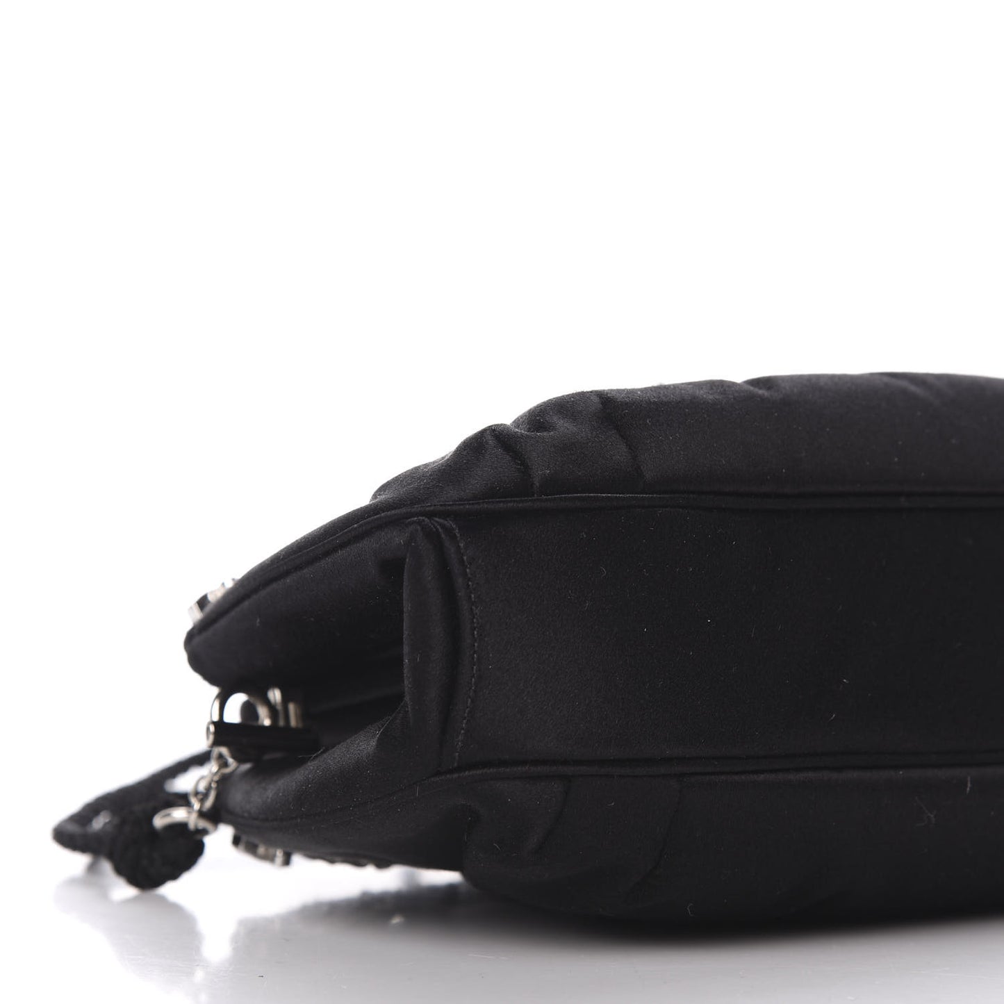 Crystal Satin Pleated Clutch Black