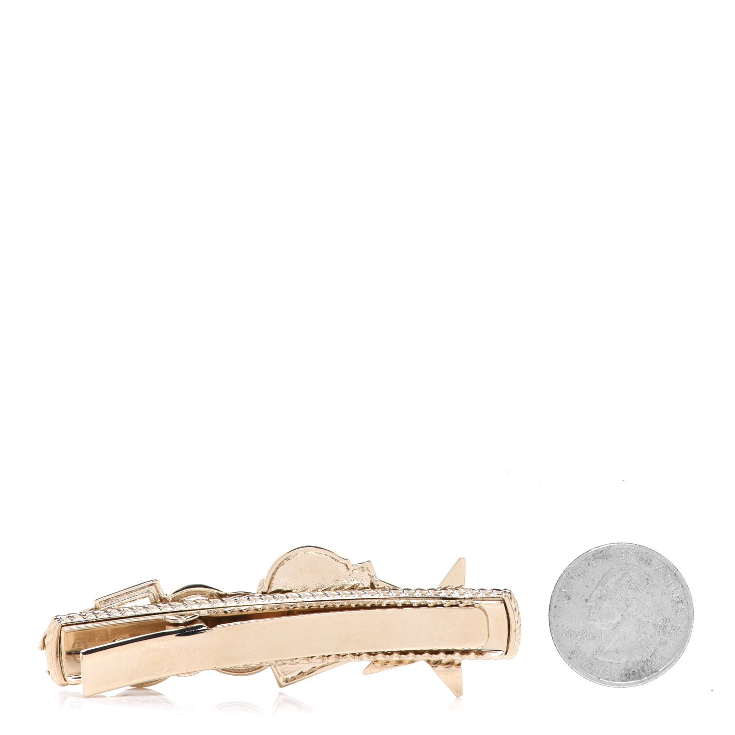 Chanel Metal Crystal CC Rue Cambon Hair Clip Gold Pearly White 2 of 3