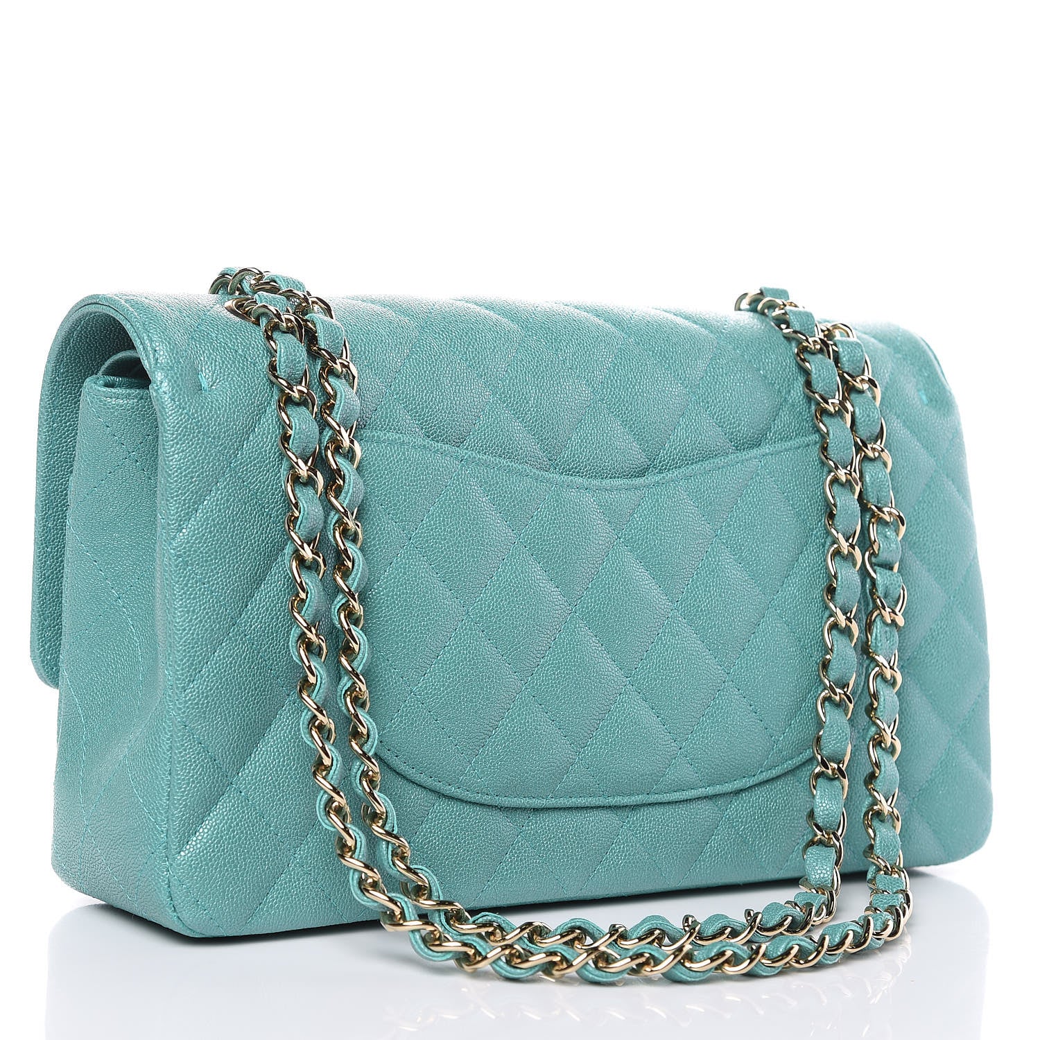 Chanel Iridescent Caviar Quilted Medium Double Flap Green 3 of 10
