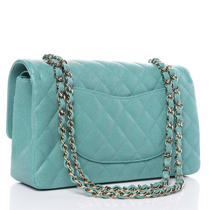 Chanel Iridescent Caviar Quilted Medium Double Flap Green 3 of 10