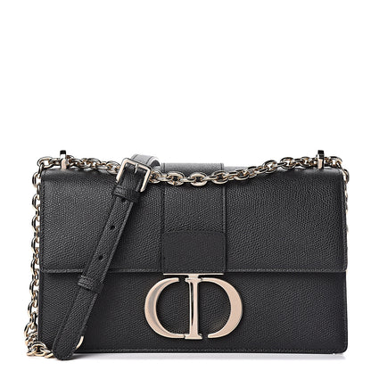 Christian Dior Grained Calfskin Embossed 30 Montaigne Chain Flap Bag Black 1 of 10