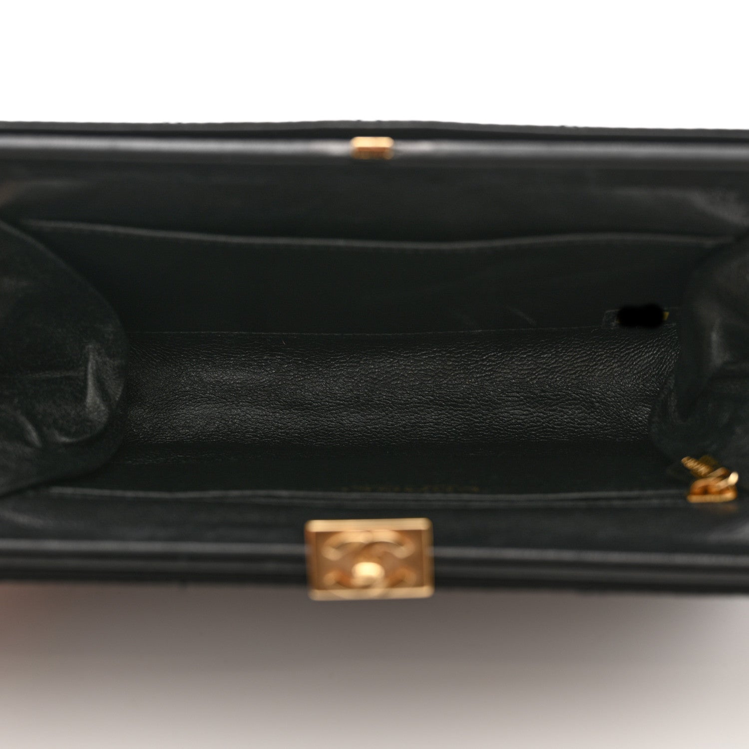Chanel Satin Quilted Wristlet Clutch Black 5 of 12