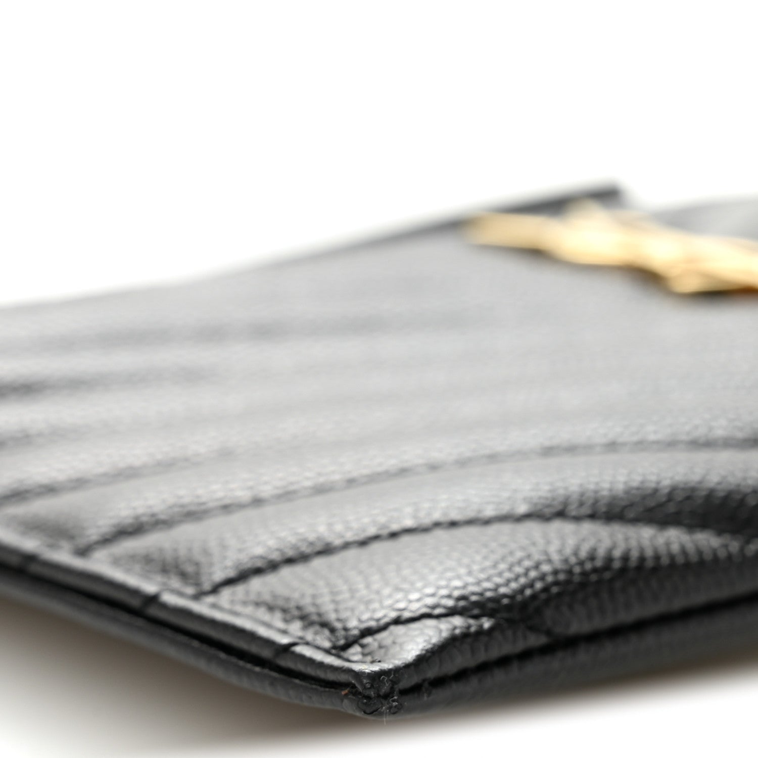 Saint Laurent Grain De Poudre Chevron Monogram Large Bill Pouch Black 9 of 11
