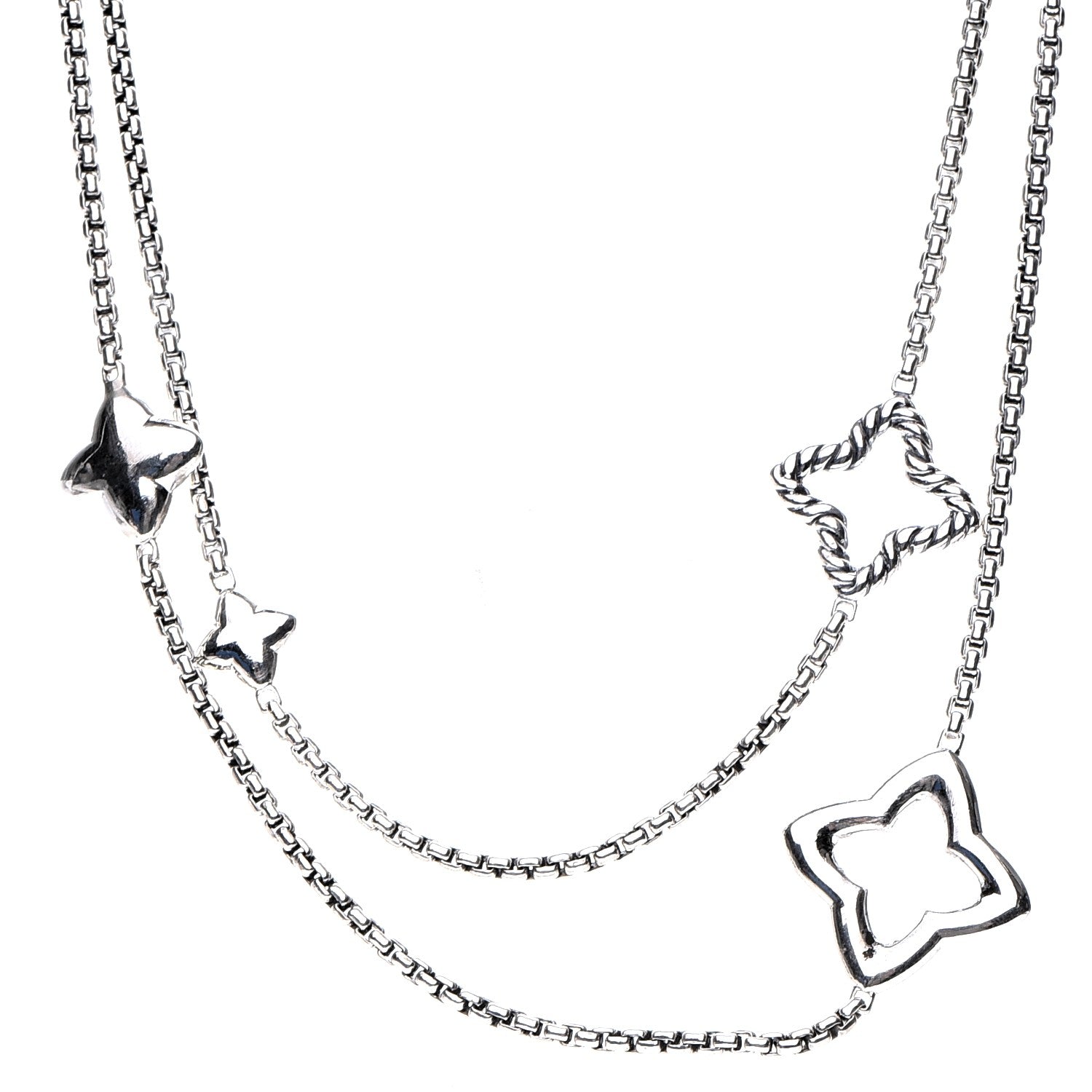 David Yurman Sterling Silver 25mm Quatrefoil Chain Necklace 1 of 6
