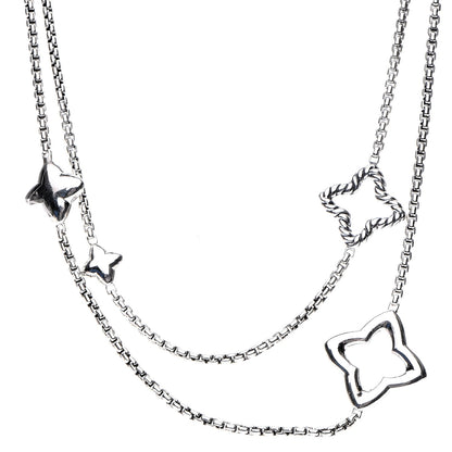 David Yurman Sterling Silver 25mm Quatrefoil Chain Necklace 1 of 6