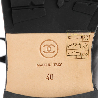 Chanel Calfskin Wool Combat Boots 40 Black 7 of 9