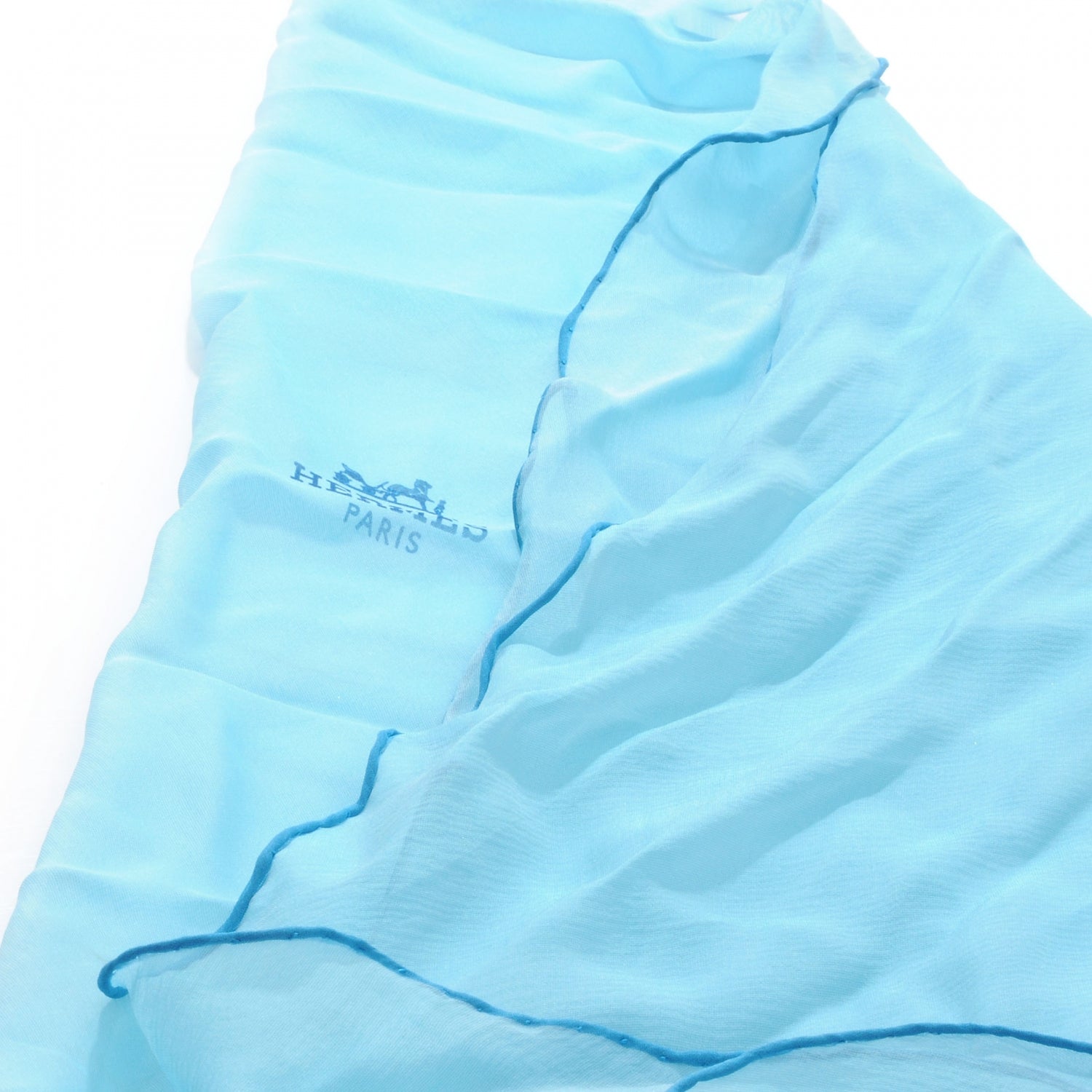 Hermes Silk Mousseline Pointu Triangle Scarf Bleu 11 of 12