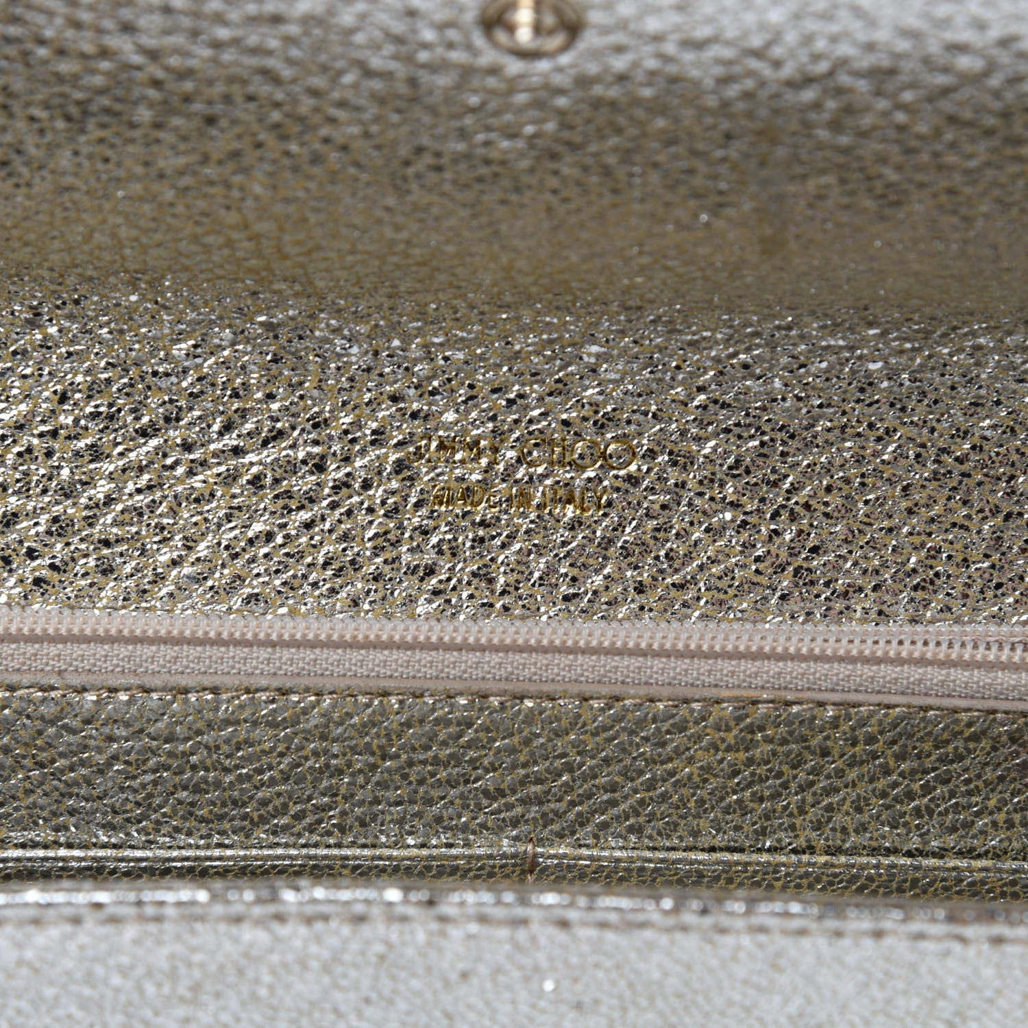 Jimmy Choo Metallic Calfskin Reese Clutch Wallet Champagne 8 of 10