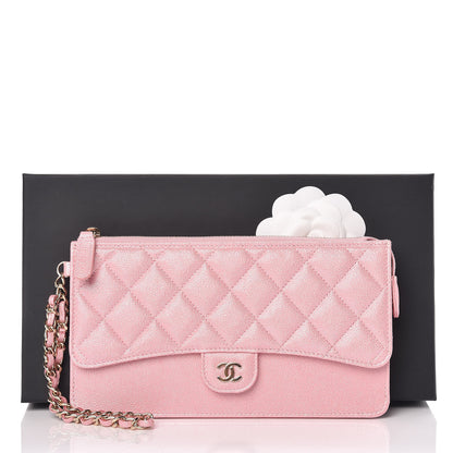 Chanel Iridescent Caviar Quilted Classic Pouch With Handle Rose Pink 10 of 10