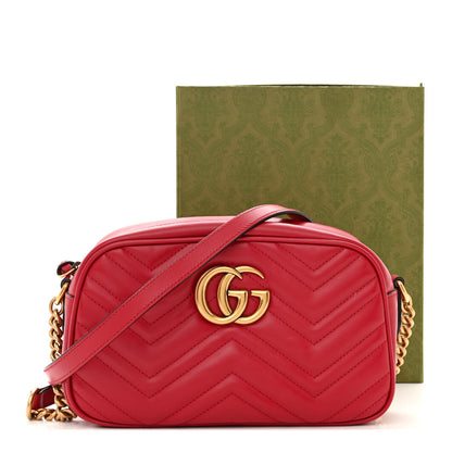 Gucci Calfskin Matelasse Small GG Marmont Chain Shoulder Bag Hibiscus Red 12 of 12