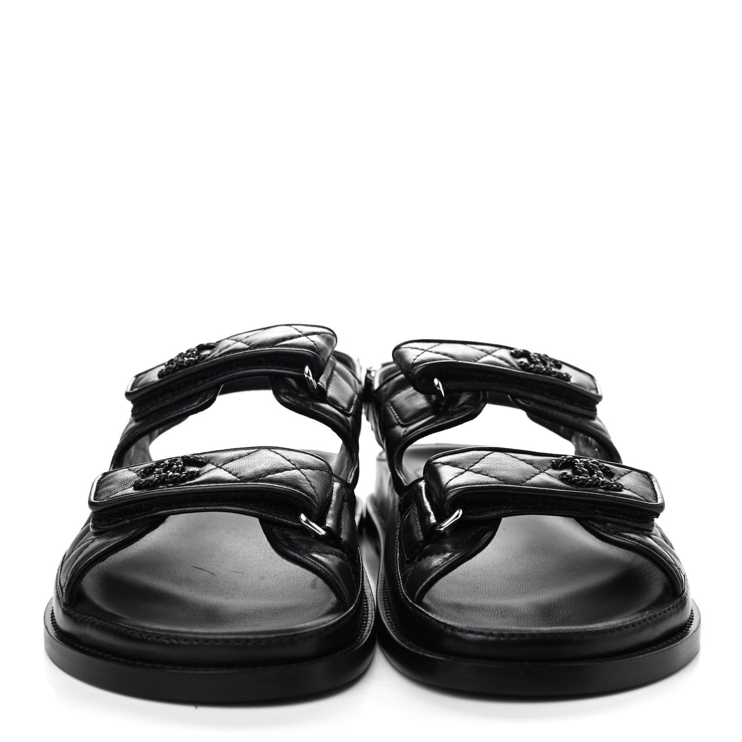 Lambskin Velcro Dad Sandals 40 Black