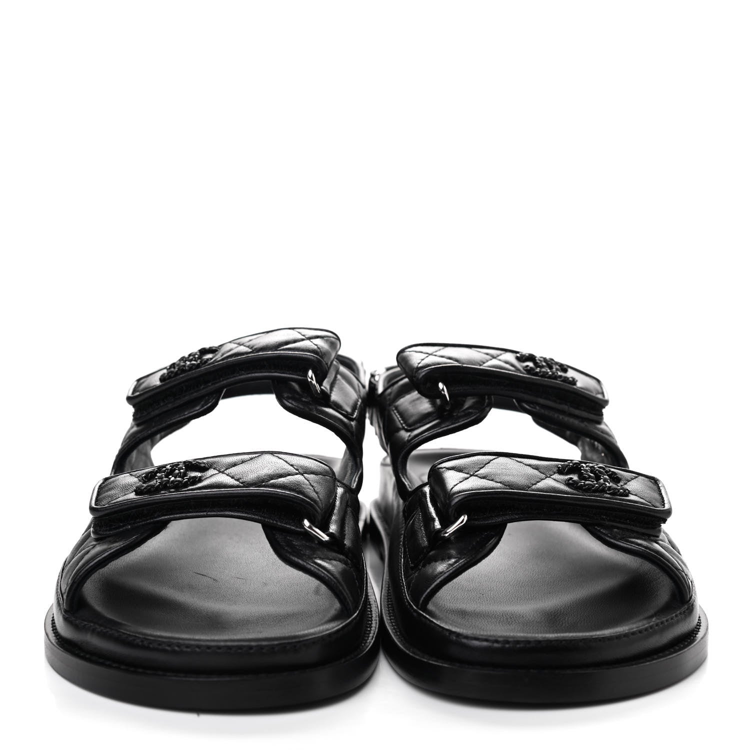 Chanel Lambskin Velcro Dad Sandals 40 Black 2 of 10