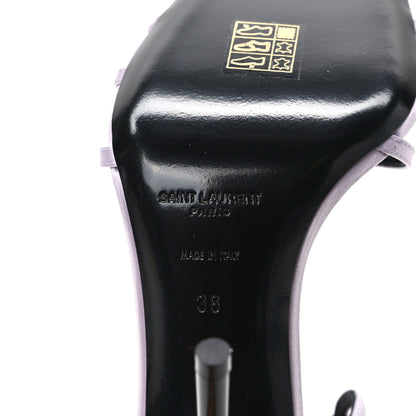 Saint Laurent Crepe Satin Baliqua 105 Ankle Strap Sandals 38 Poly Grey 6 of 8