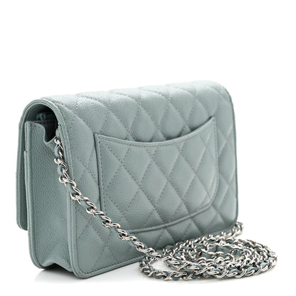 Chanel Caviar Quilted Wallet on Chain WOC Light Blue 3 of 11