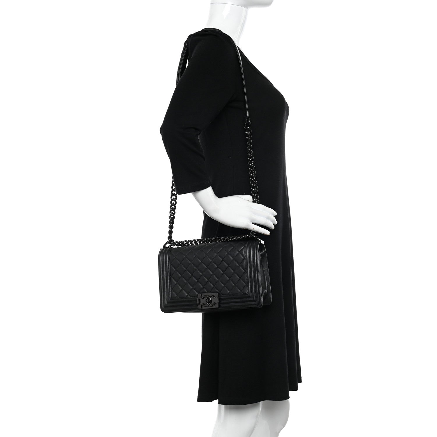 Chanel Calfskin Quilted Medium Boy Flap So Black 2 of 14