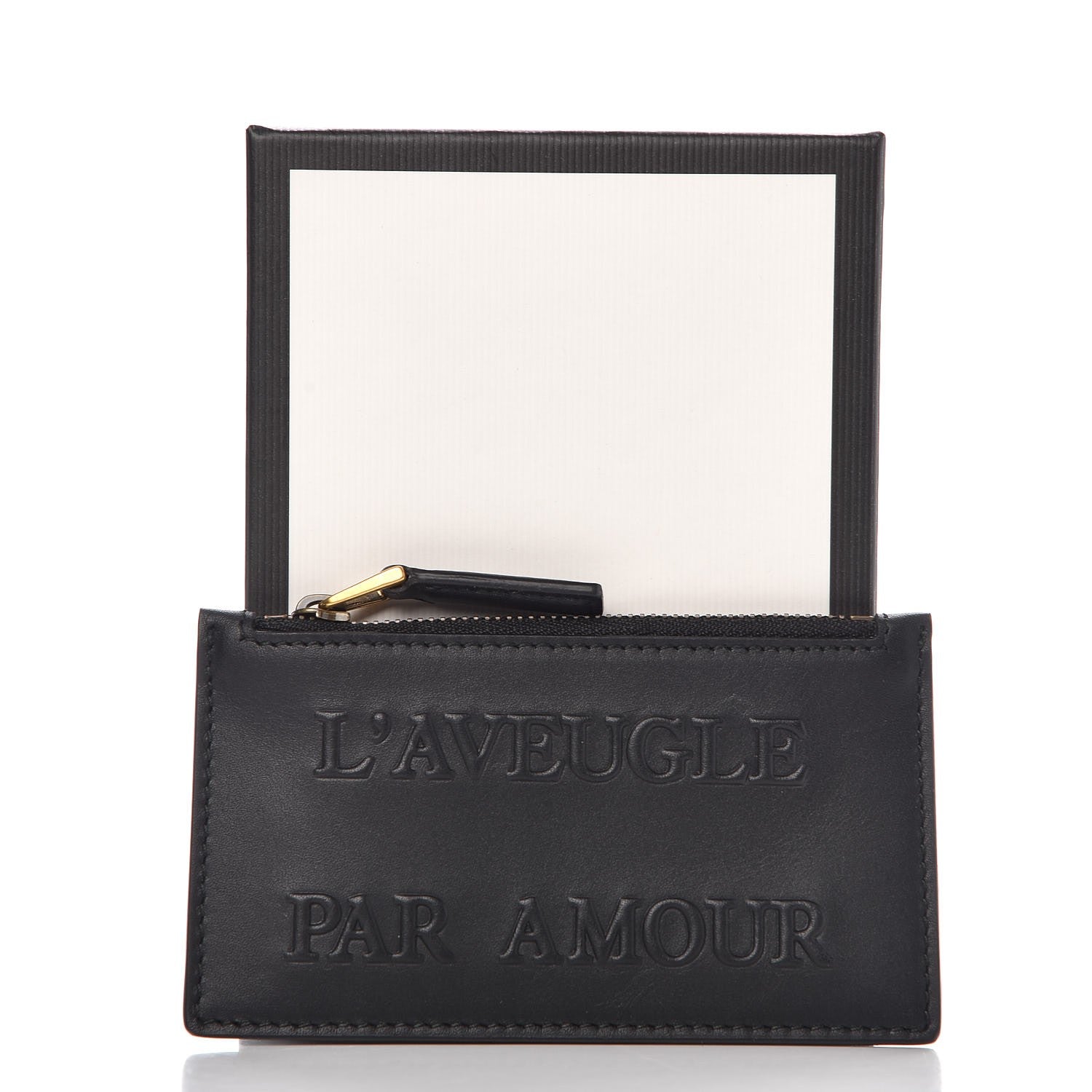 Gucci Calfskin L'Aveugle Par Amour Embossed Coin Case Card Holder Black 16 of 16