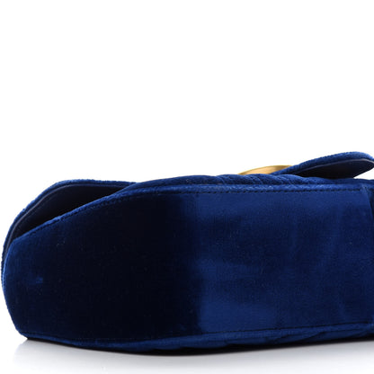 Gucci Velvet Matelasse Small GG Marmont Shoulder Bag Cobalt Blue 8 of 9
