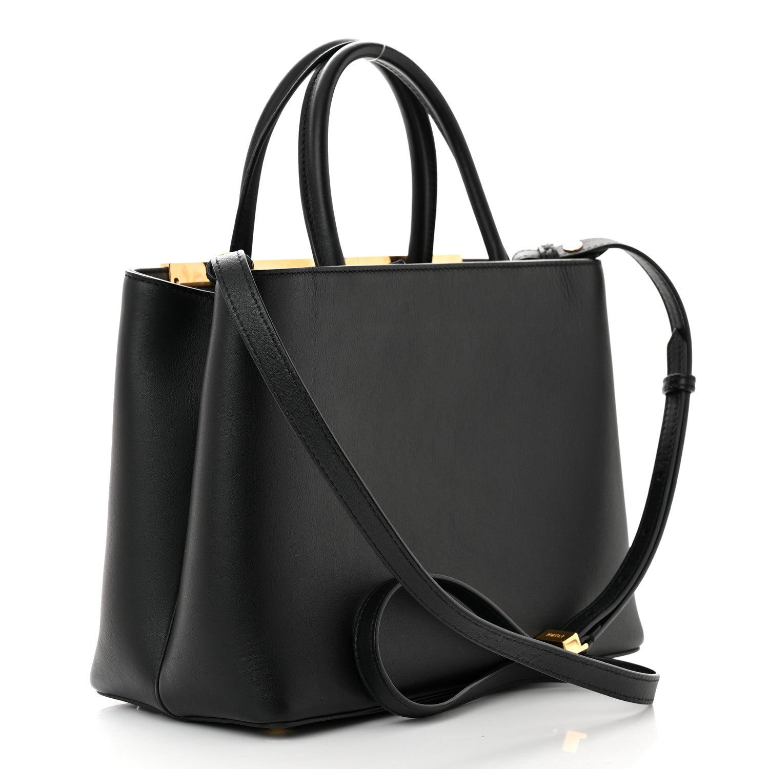 Fendi Vitello Dolce Century Petite 2Jours Tote Black Carbone 3 of 11