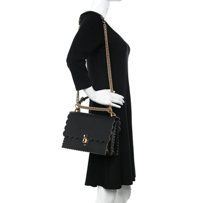 Fendi Vitello Liberty Scalloped Studded Kan I Shoulder Bag Black 2 of 17