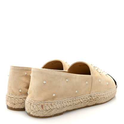Chanel Suede Pearl CC Espadrilles 40 Beige Black 5 of 10