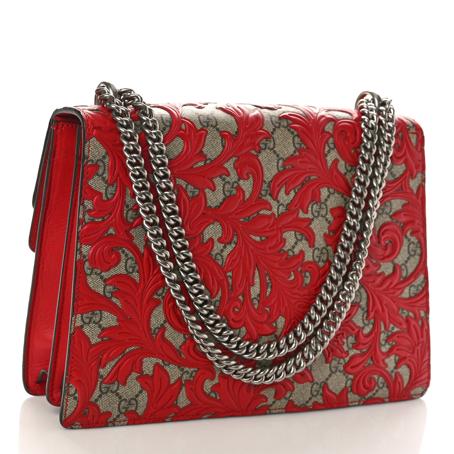 GG Supreme Monogram Arabesque Medium Dionysus Shoulder Bag Hibiscus Red