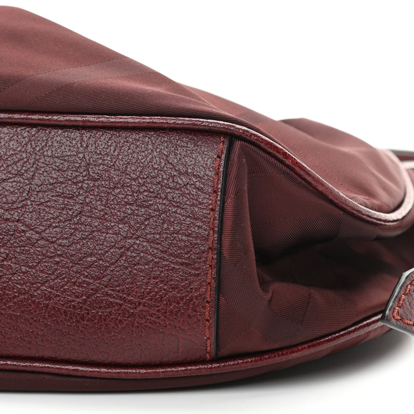 Nylon Check Shoulder Bag Burgundy