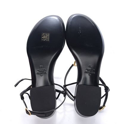 Valentino Garavani Calfskin VLogo Slingback Low Heel Thong Sandals 39 Black 7 of 10