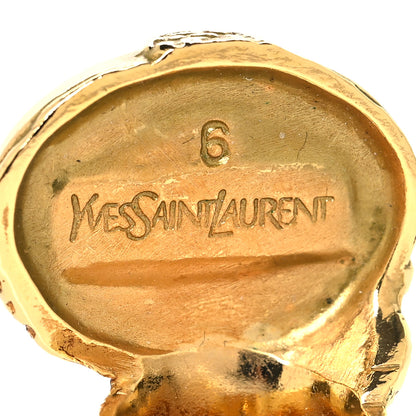 Saint Laurent Glass Cabochon Arty Ovale Ring 52 6 Gold Turquoise 4 of 5