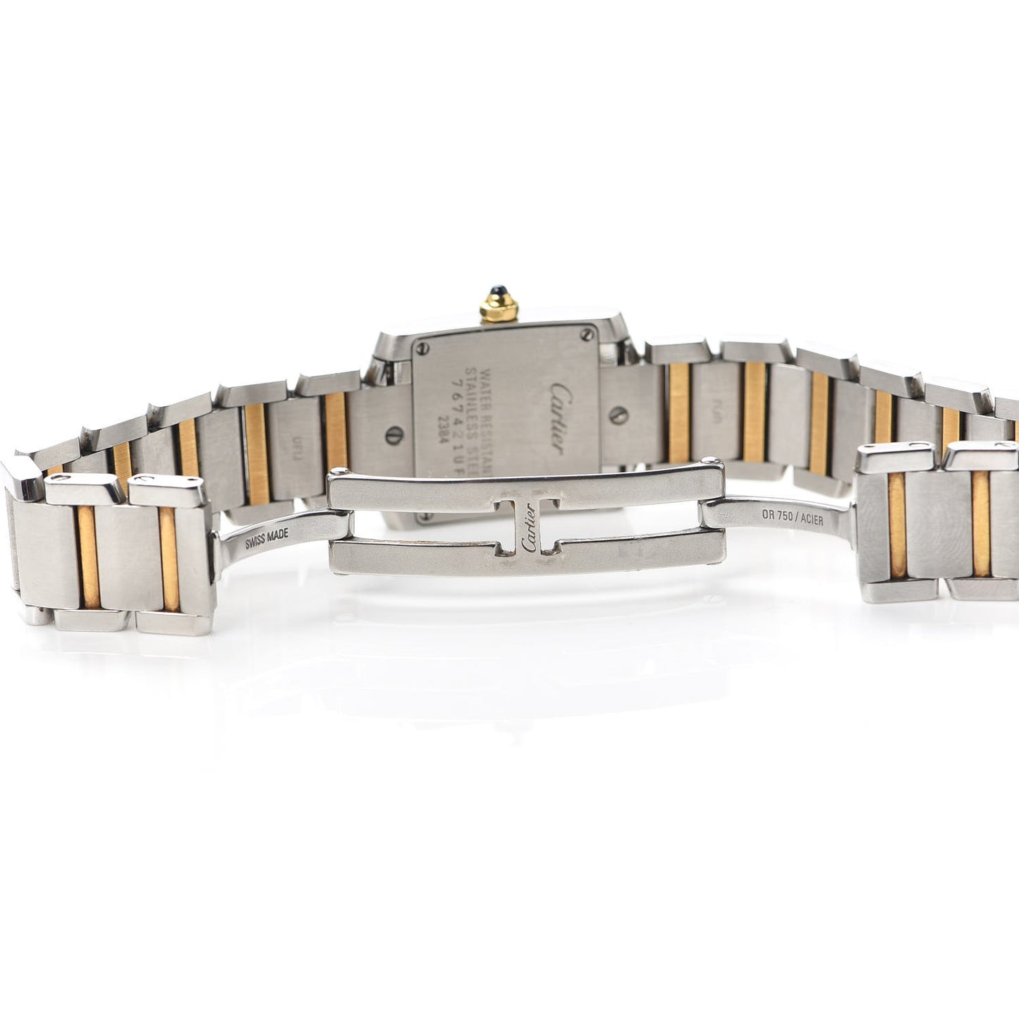 Stainless Steel 18K Yellow Gold 20mm Tank Francaise Quartz Watch