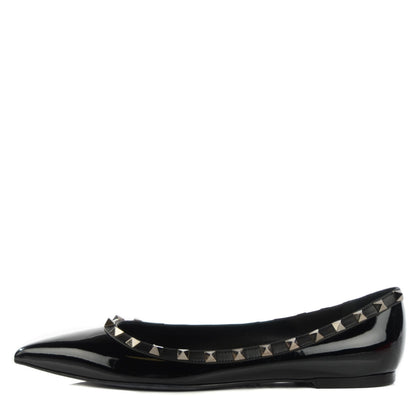 Valentino Garavani Patent Rockstud Ballerina Flats 39.5 Black 1 of 8