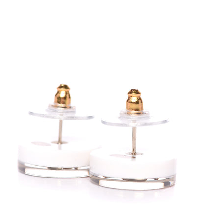 Chanel Resin Crystal CC Earrings White Multicolor 3 of 5