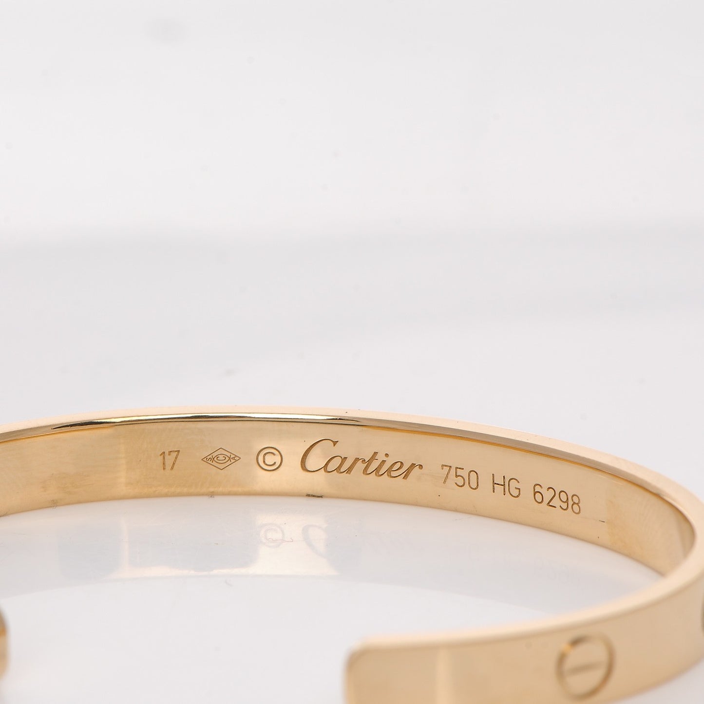 18K Yellow Gold LOVE Cuff Bracelet 17