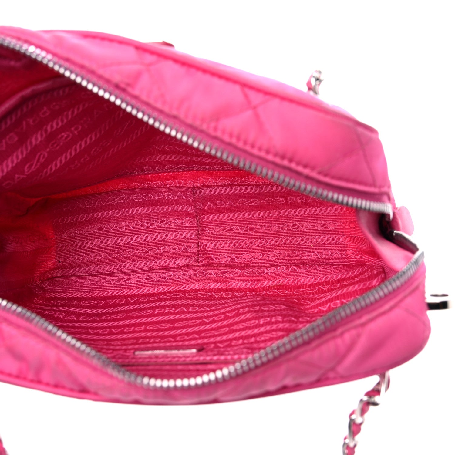 Prada Nylon Tessuto Impuntu Quilted Chain Crossbody Fuxia 5 of 19