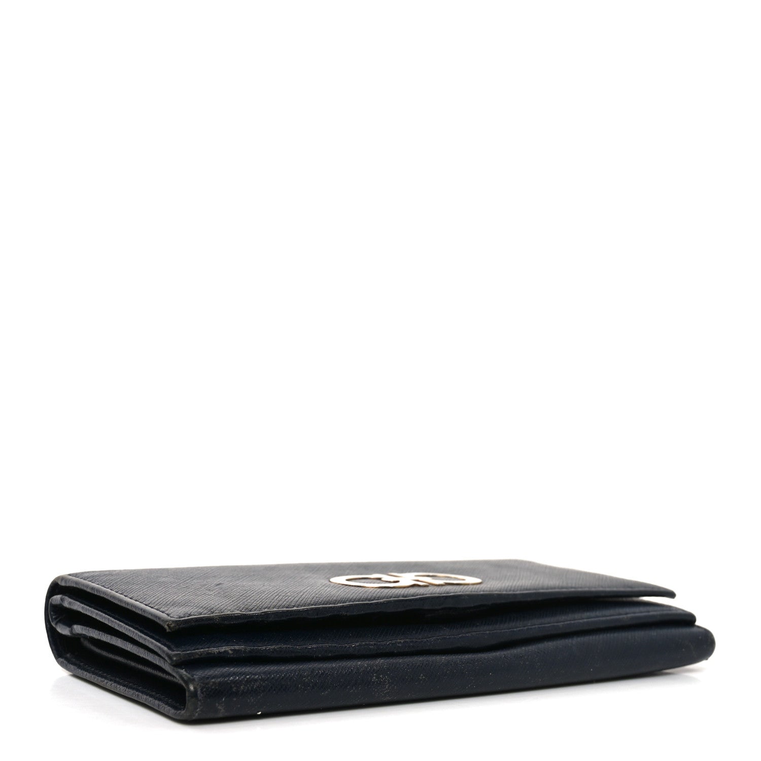 Salvatore Ferragamo Hammered Calfskin Gancini Wallet Blue 4 of 8