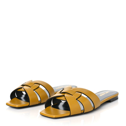 Saint Laurent Calfskin Tribute 05 Slide Sandals 40 Safari Kaki 4 of 8