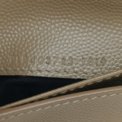 Saint Laurent Grain De Poudre Matelasse Chevron Monogram Compact Zip Around Wallet Dark Latte 8 of 13