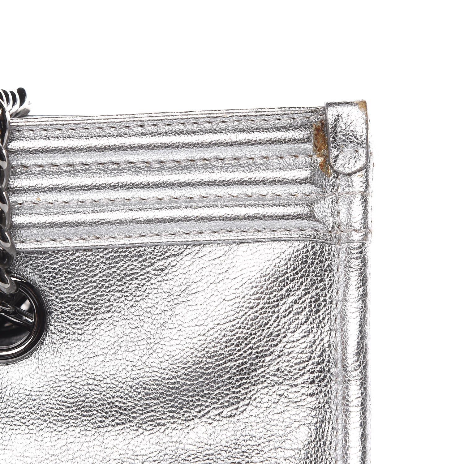 Chanel Metallic Goatskin Calfskin Bi-Color Large Boy Tote Black Silver 10 of 18
