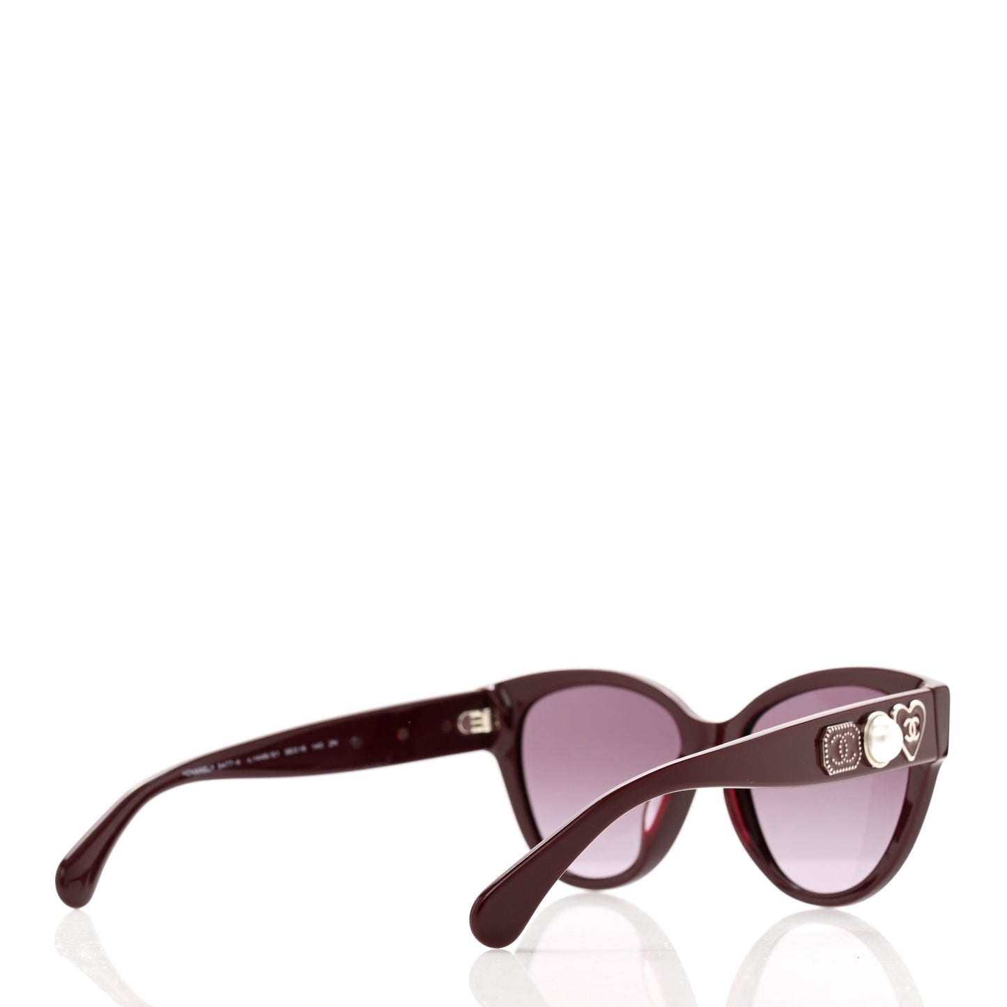 Acetate Charms Pearl Square Sunglasses 5479-A Burgundy