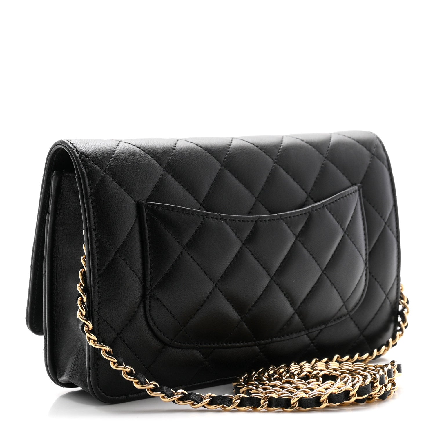 Chanel Lambskin Quilted Wallet On Chain WOC Black 3 of 12