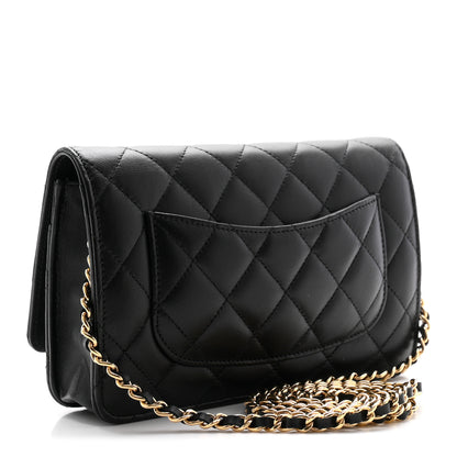 Chanel Lambskin Quilted Wallet On Chain WOC Black 3 of 12