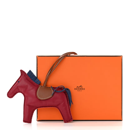 Hermes Milo Lambskin Grigri Rodeo Bag Charm GM Rubis Bleu De Malte Fauve 5 of 5