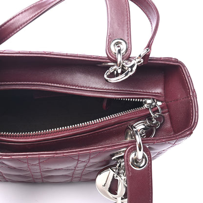 Christian Dior Lambskin Cannage Medium Lady Dior Burgundy 4 of 4